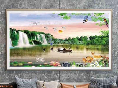 File in trần File tranh hiện đại pha lê gương KF99015 (bản gốc) bầu trời