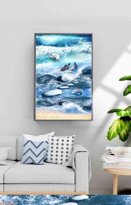 File in trần File tranh hiện đại pha lê gương KF99103 (bản gốc 3D) sống động