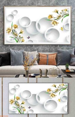 File tranh gốc in trần nhà File tranh hiện đại pha lê gương KF99198 3D