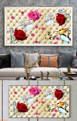 File in trần File tranh hiện đại pha lê gương KF99203 (bản gốc) hoa văn