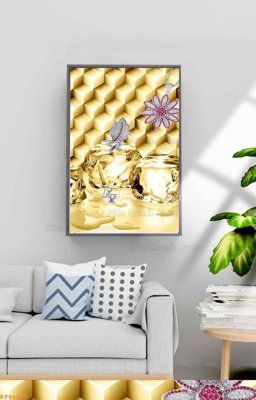 Hình ảnh file gốc in trần nhà File tranh hiện đại pha lê gương KF99245