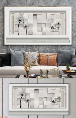 File gốc File tranh hiện đại pha lê gương KF99289 (in lụa) tranh mã đáo