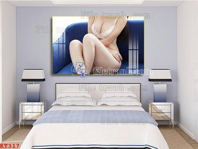 File tranh gốc File tranh treo thiếu nữ khỏa thân nhà nghỉ KT317 chủ đề hiện đại