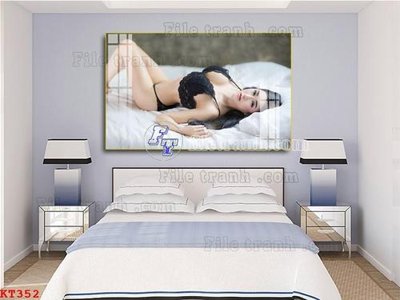 File gốc File tranh treo thiếu nữ khỏa thân nhà nghỉ KT352 (in lụa) họa tiết 3D