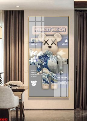 File in mica File tranh kawas gấu bearbrick KW593 (bản gốc) làm vách ngăn