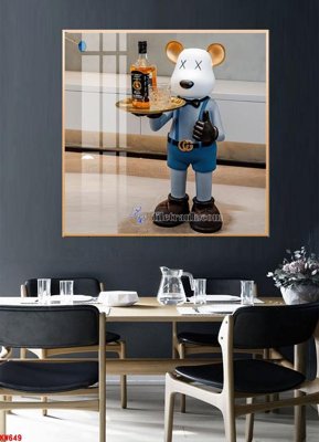 File in trần File tranh kawas gấu bearbrick KW649 (bản gốc) mây trời