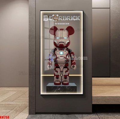 File in lụa File tranh kawas gấu bearbrick KW758 (hoa văn) File tranh kawas gấu bearbrick KW758