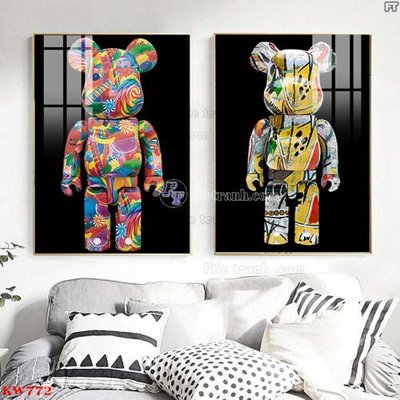 File gốc File tranh kawas gấu bearbrick KW772 (in lụa) họa tiết 3D