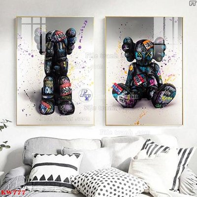 File tranh File tranh kawas gấu bearbrick KW777 (bản gốc) in lụa 5D