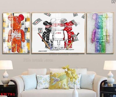 File tranh File tranh kawas gấu bearbrick KW781 (ảnh gốc) in trần 3D