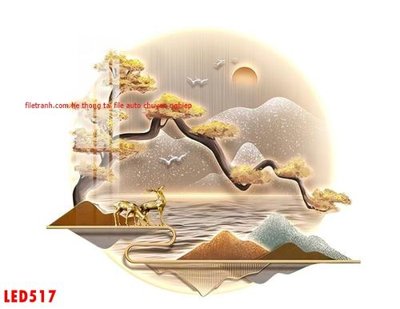 File gốc File in tranh decor gắn led LED517 (in lụa) tranh mã đáo
