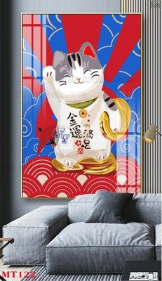 Download file gốc File tranh con mèo thần tài MT122 (in lụa) cao cấp