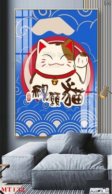 File gốc File tranh con mèo thần tài MT132 (in lụa) tranh mã đáo