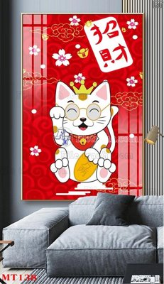 File gốc File tranh con mèo thần tài MT138 (phong cách) tối giản