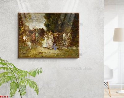 File in trần Tranh phục hưng nhân vật châu âu NT254 (bản gốc) bầu trời