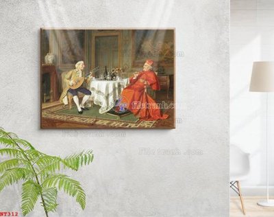 Download file gốc Tranh phục hưng nhân vật châu âu NT312 (in lụa) tranh 3D