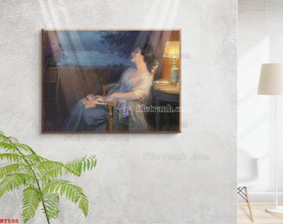 File in lụa Tranh phục hưng nhân vật châu âu NT500 (hoa văn) Tranh phục hưng nhân vật châu âu NT500