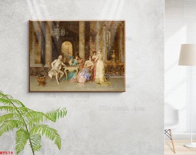 File gốc Tranh phục hưng nhân vật châu âu NT579 (in lụa) cao cấp