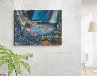 File gốc Tranh phục hưng nhân vật châu âu NT679 (in lụa) hoa văn cổ điển