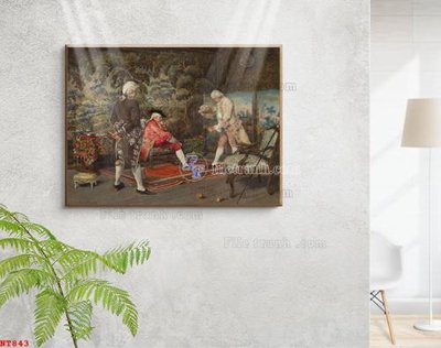 File gốc Tranh phục hưng nhân vật châu âu NT843 (in lụa) tranh mã đáo