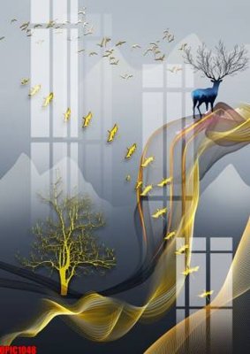 File tranh gốc file tranh bộ decor in treo tường tráng gương OPIC1048 (bản quyền) file PSD