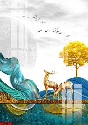 File tranh gốc file tranh bộ decor in treo tường tráng gương OPIC1341 (bản quyền) độc đáo