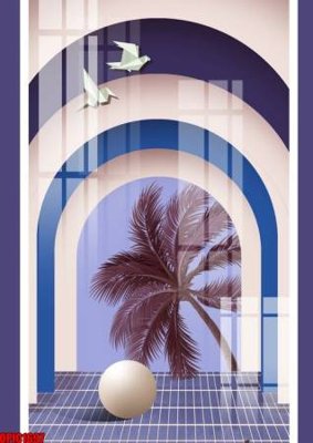 File tranh PSD file tranh bộ decor in treo tường tráng gương OPIC1697 chất lượng cao