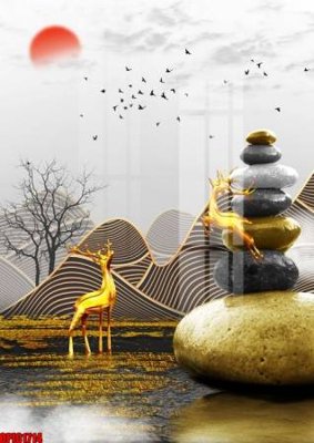 File gốc file tranh bộ decor in treo tường tráng gương OPIC1714 (vector) cho in ấn