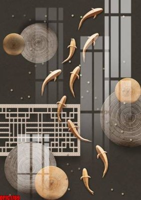 Tải file file tranh bộ decor in treo tường tráng gương OPIC1789 (gốc) chủ đề phong thủy