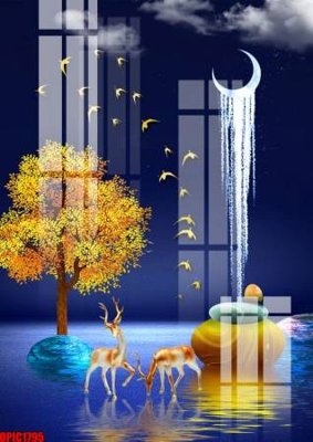 File tranh file tranh bộ decor in treo tường tráng gương OPIC1795 (file gốc) chủ đề phong thủy