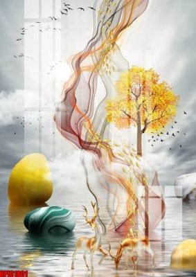 File gốc file tranh bộ decor in treo tường tráng gương OPIC1801 (phong cách) cổ điển