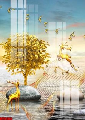 Ảnh gốc file tranh bộ decor in treo tường tráng gương OPIC1852 (nét căng) in mica