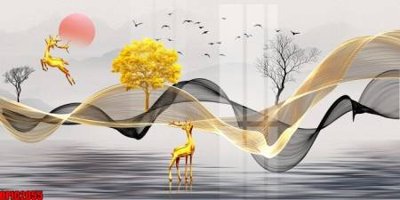 File tranh gốc in trần nhà file tranh bộ decor in treo tường tráng gương OPIC2055 3D