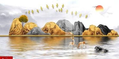 Tải file file tranh bộ decor in treo tường tráng gương OPIC2090 (gốc) chủ đề hoa sen