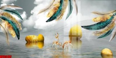 File gốc file tranh bộ decor in treo tường tráng gương OPIC2107 (in lụa) tranh phong thủy