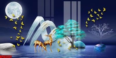 Ảnh gốc file in lụa file tranh bộ decor in treo tường tráng gương OPIC2227 chi tiết