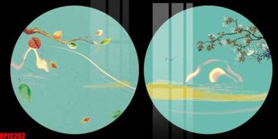 Tải file file tranh bộ decor in treo tường tráng gương OPIC262 (gốc) chủ đề phong thủy