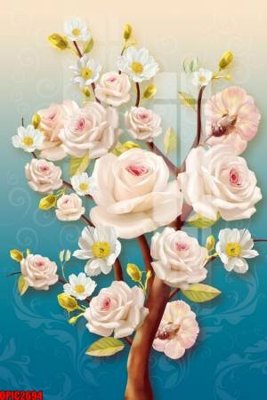 Download file gốc file tranh bộ decor in treo tường tráng gương OPIC2694 (in lụa) hoa lá