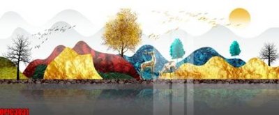 File gốc file tranh bộ decor in treo tường tráng gương OPIC3031 (in lụa) tranh mã đáo