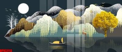 File gốc file tranh bộ decor in treo tường tráng gương OPIC3113 (phong cách) cổ điển