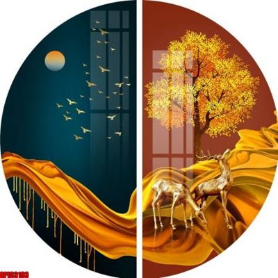 File PSD file tranh bộ decor in treo tường tráng gương OPIC3193 (gốc) cho designer