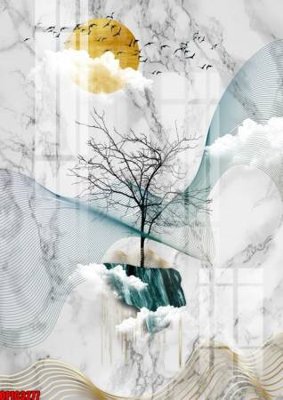 File tranh file tranh bộ decor in treo tường tráng gương OPIC3277 (bản gốc) in lụa 3D