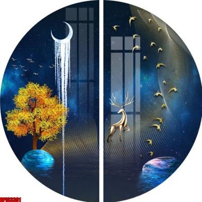 File ảnh file tranh bộ decor in treo tường tráng gương OPIC3391 (gốc) dùng in Pano