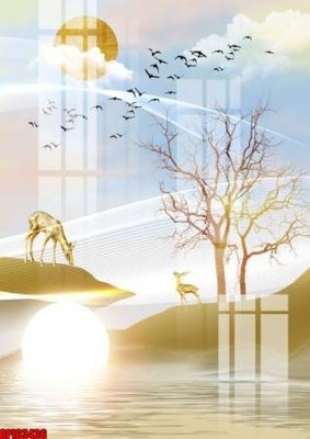 File in mica file tranh bộ decor in treo tường tráng gương OPIC3436 (ảnh gốc) đẹp