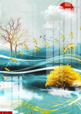 File tranh in tráng gương file tranh bộ decor in treo tường tráng gương OPIC3456 (siêu nét)