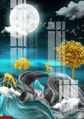 File gốc file tranh bộ decor in treo tường tráng gương OPIC3458 (cho in 3D) độc đáo