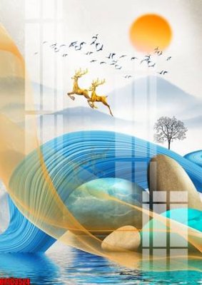 File gốc file tranh bộ decor in treo tường tráng gương OPIC3524 (trang trí) cho phòng khách