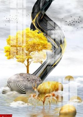 File PSD file tranh bộ decor in treo tường tráng gương OPIC3557 (bản gốc) độ phân giải cao