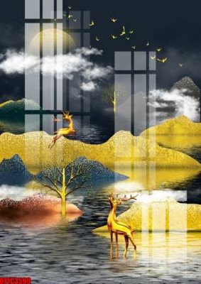 File PSD file tranh bộ decor in treo tường tráng gương OPIC3599 (gốc) nhiều lớp (multi-layer)