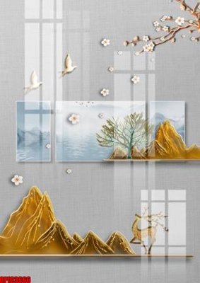 Download file gốc file tranh bộ decor in treo tường tráng gương OPIC3666 (in mica) trang trí